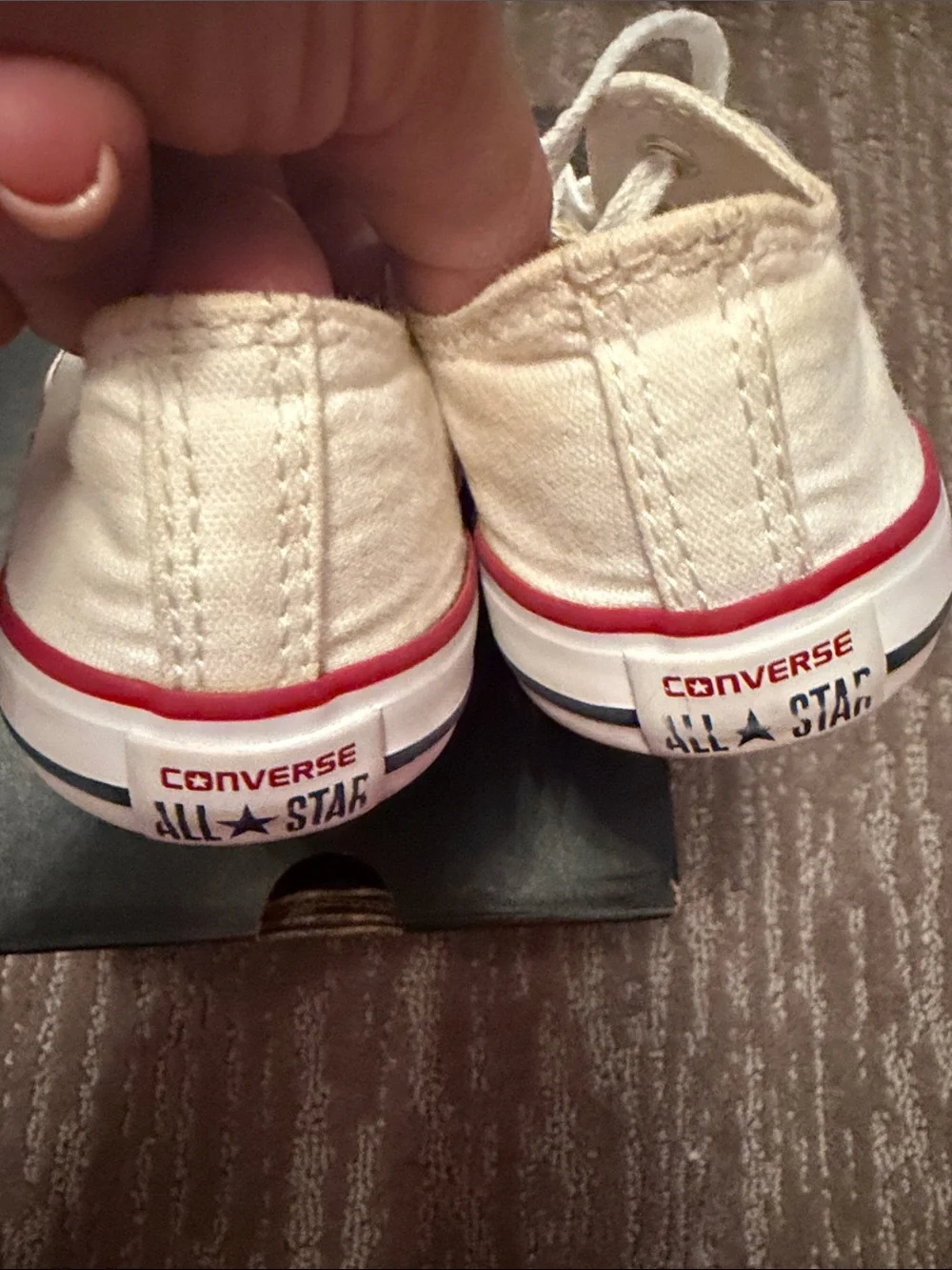 Converse White Canvas Kids Sneakers with Red Stripe